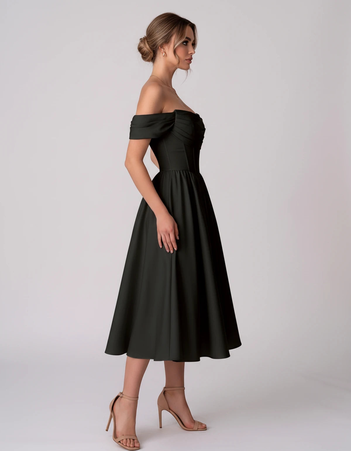 Navarre Midi Dresses — Black | SKU: RB-582a73-black-2,RB-582a73-black-4,RB-582a73-black-6,RB-582a73-black-8,RB-582a73-black-10,RB-582a73-black-12,RB-582a73-black-14,RB-582a73-black-16,RB-582a73-black-16W,RB-582a73-black-18W,RB-582a73-black-20W,RB-582a73-black-22W