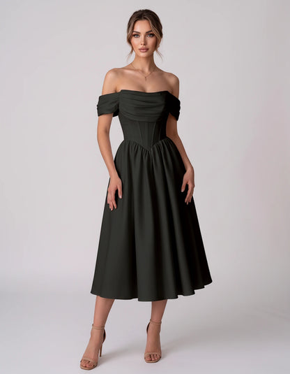 Navarre Midi Dresses — Black | SKU: RB-582a73-black-2,RB-582a73-black-4,RB-582a73-black-6,RB-582a73-black-8,RB-582a73-black-10,RB-582a73-black-12,RB-582a73-black-14,RB-582a73-black-16,RB-582a73-black-16W,RB-582a73-black-18W,RB-582a73-black-20W,RB-582a73-black-22W