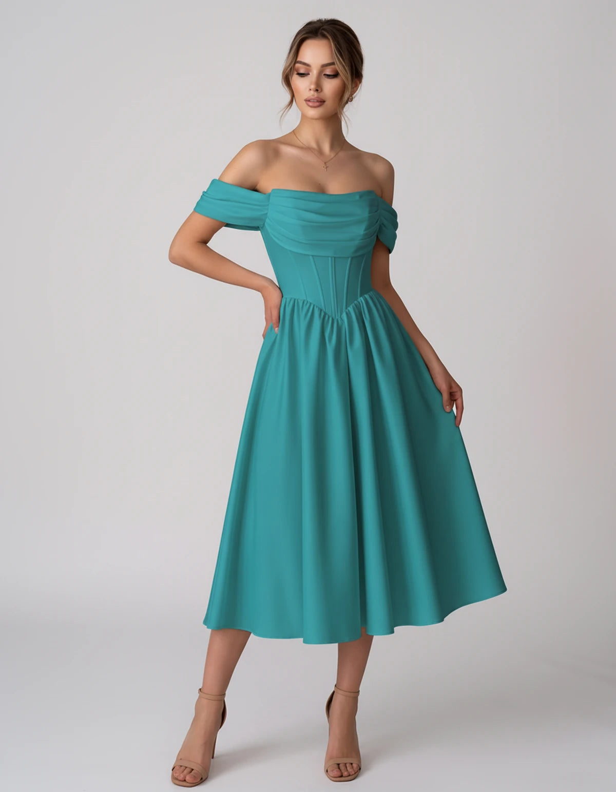 Navarre Midi Dresses — Blue Green | SKU: RB-582a73-bluegrcb-2,RB-582a73-bluegrcb-4,RB-582a73-bluegrcb-6,RB-582a73-bluegrcb-8,RB-582a73-bluegrcb-10,RB-582a73-bluegrcb-12,RB-582a73-bluegrcb-14,RB-582a73-bluegrcb-16,RB-582a73-bluegrcb-16W,RB-582a73-bluegrcb-18W,RB-582a73-bluegrcb-20W,RB-582a73-bluegrcb-22W