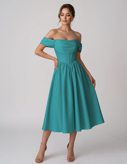 Navarre Midi Dresses — Blue Green | SKU: RB-582a73-bluegrcb-2,RB-582a73-bluegrcb-4,RB-582a73-bluegrcb-6,RB-582a73-bluegrcb-8,RB-582a73-bluegrcb-10,RB-582a73-bluegrcb-12,RB-582a73-bluegrcb-14,RB-582a73-bluegrcb-16,RB-582a73-bluegrcb-16W,RB-582a73-bluegrcb-18W,RB-582a73-bluegrcb-20W,RB-582a73-bluegrcb-22W