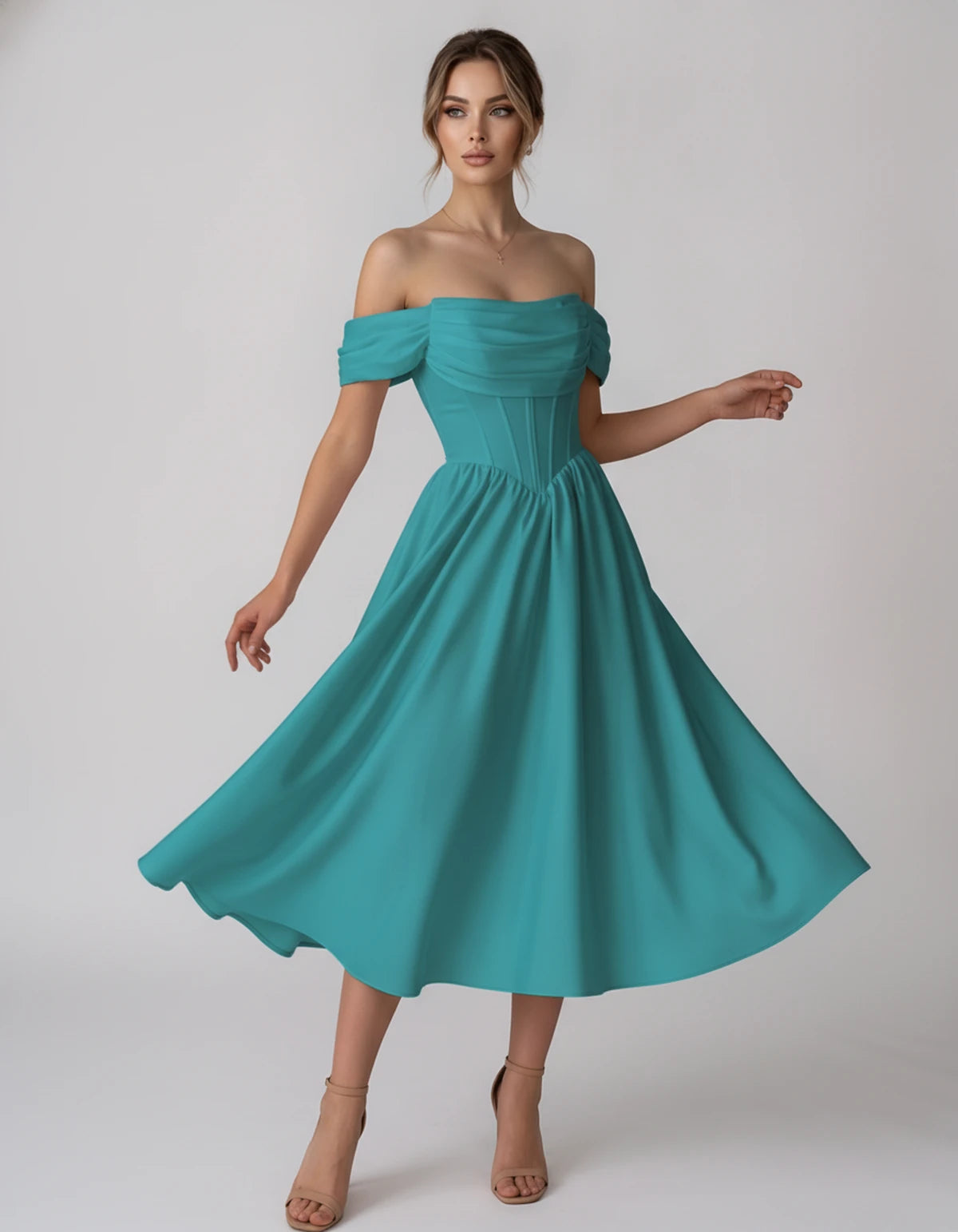 Navarre Midi Dresses — Blue Green | SKU: RB-582a73-bluegrcb-2,RB-582a73-bluegrcb-4,RB-582a73-bluegrcb-6,RB-582a73-bluegrcb-8,RB-582a73-bluegrcb-10,RB-582a73-bluegrcb-12,RB-582a73-bluegrcb-14,RB-582a73-bluegrcb-16,RB-582a73-bluegrcb-16W,RB-582a73-bluegrcb-18W,RB-582a73-bluegrcb-20W,RB-582a73-bluegrcb-22W