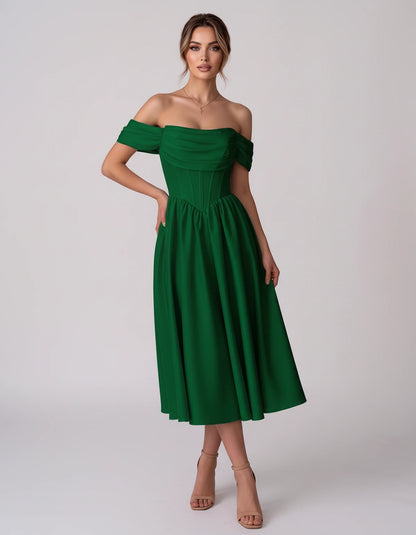 Navarre Midi Dresses — Green | SKU: RB-582a73-green-2,RB-582a73-green-4,RB-582a73-green-6,RB-582a73-green-8,RB-582a73-green-10,RB-582a73-green-12,RB-582a73-green-14,RB-582a73-green-16,RB-582a73-green-16W,RB-582a73-green-18W,RB-582a73-green-20W,RB-582a73-green-22W
