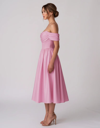 Navarre Midi Dresses — Pink | SKU: RB-582a73-pink-2,RB-582a73-pink-4,RB-582a73-pink-6,RB-582a73-pink-8,RB-582a73-pink-10,RB-582a73-pink-12,RB-582a73-pink-14,RB-582a73-pink-16,RB-582a73-pink-16W,RB-582a73-pink-18W,RB-582a73-pink-20W,RB-582a73-pink-22W