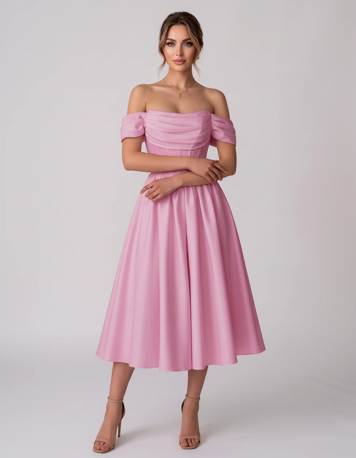 Navarre Midi Dresses — Pink | SKU: RB-582a73-pink-2,RB-582a73-pink-4,RB-582a73-pink-6,RB-582a73-pink-8,RB-582a73-pink-10,RB-582a73-pink-12,RB-582a73-pink-14,RB-582a73-pink-16,RB-582a73-pink-16W,RB-582a73-pink-18W,RB-582a73-pink-20W,RB-582a73-pink-22W
