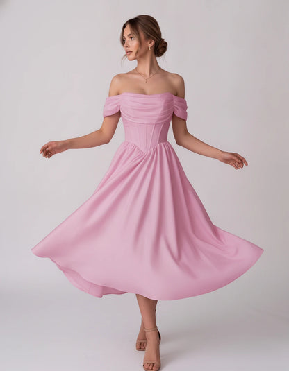 Navarre Midi Dresses — Pink | SKU: RB-582a73-pink-2,RB-582a73-pink-4,RB-582a73-pink-6,RB-582a73-pink-8,RB-582a73-pink-10,RB-582a73-pink-12,RB-582a73-pink-14,RB-582a73-pink-16,RB-582a73-pink-16W,RB-582a73-pink-18W,RB-582a73-pink-20W,RB-582a73-pink-22W