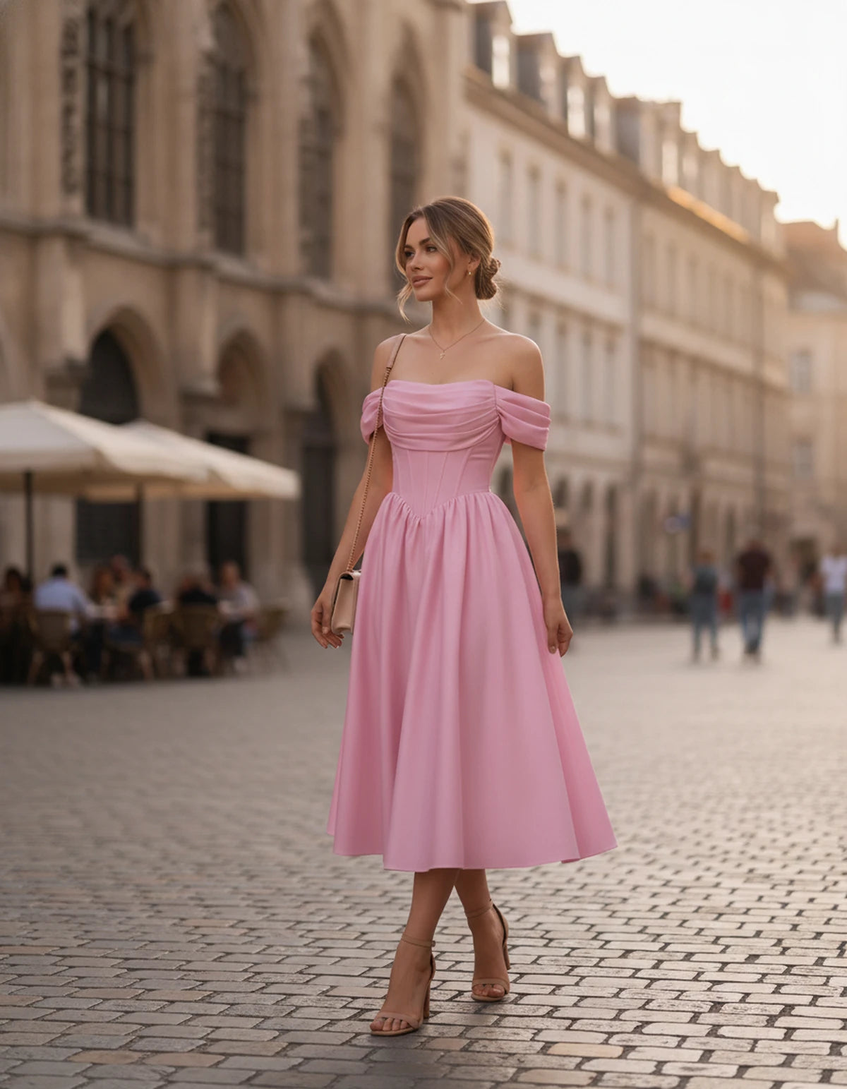 Navarre Midi Dresses — Pink | SKU: RB-582a73-pink-2,RB-582a73-pink-4,RB-582a73-pink-6,RB-582a73-pink-8,RB-582a73-pink-10,RB-582a73-pink-12,RB-582a73-pink-14,RB-582a73-pink-16,RB-582a73-pink-16W,RB-582a73-pink-18W,RB-582a73-pink-20W,RB-582a73-pink-22W