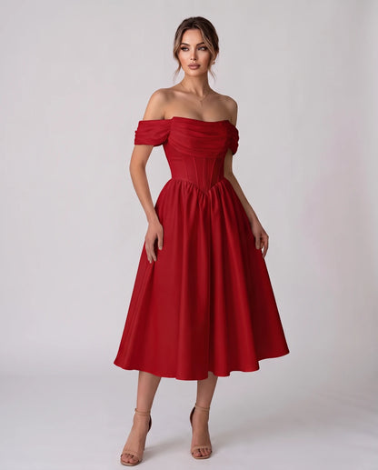 Navarre Midi Dresses — Red
