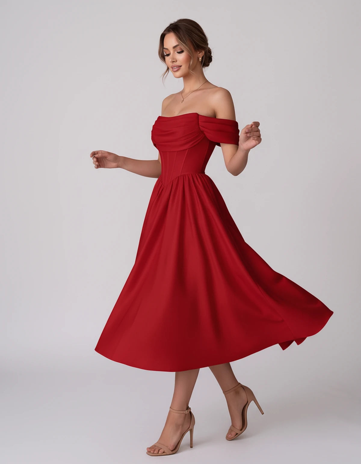 Navarre Midi Dresses — Red | SKU: RB-582a73-red-2,RB-582a73-red-4,RB-582a73-red-6,RB-582a73-red-8,RB-582a73-red-10,RB-582a73-red-12,RB-582a73-red-14,RB-582a73-red-16,RB-582a73-red-16W,RB-582a73-red-18W,RB-582a73-red-20W,RB-582a73-red-22W