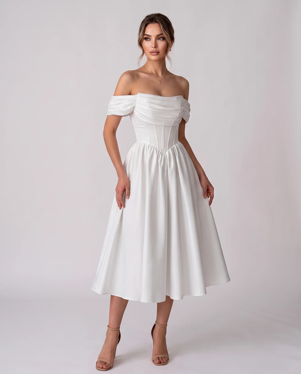 Navarre Midi Dresses — White