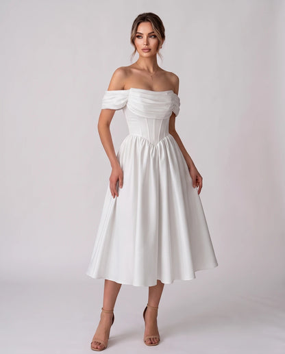 Navarre Midi Dresses — White