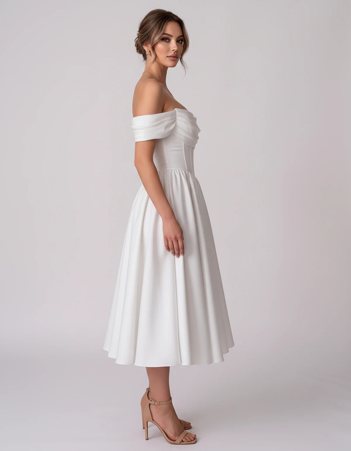Navarre Midi Dresses — White | SKU: RB-582a73-white-2,RB-582a73-white-4,RB-582a73-white-6,RB-582a73-white-8,RB-582a73-white-10,RB-582a73-white-12,RB-582a73-white-14,RB-582a73-white-16,RB-582a73-white-16W,RB-582a73-white-18W,RB-582a73-white-20W,RB-582a73-white-22W