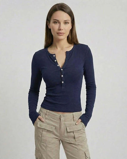 Navy Cotton Top, front view | Ramblion | SKU: ALS-948362715-navy-L-8303,ALS-948362715-navy-M-9202,ALS-948362715-navy-S-9870,ALS-948362715-navy-XL-2795,ALS-948362715-navy-XS-1169
