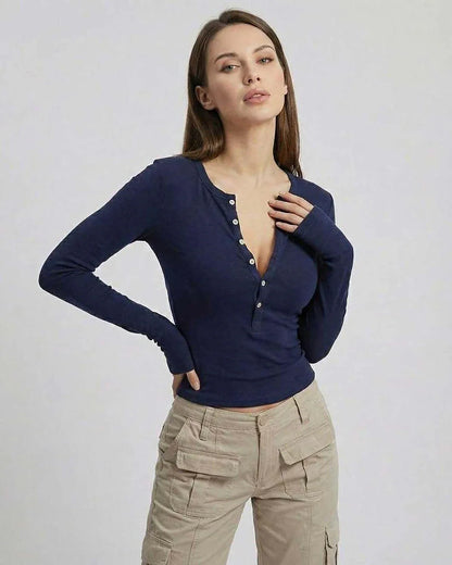 Navy Cotton Top, front view | Ramblion | SKU: ALS-948362715-navy-L-8303,ALS-948362715-navy-M-9202,ALS-948362715-navy-S-9870,ALS-948362715-navy-XL-2795,ALS-948362715-navy-XS-1169