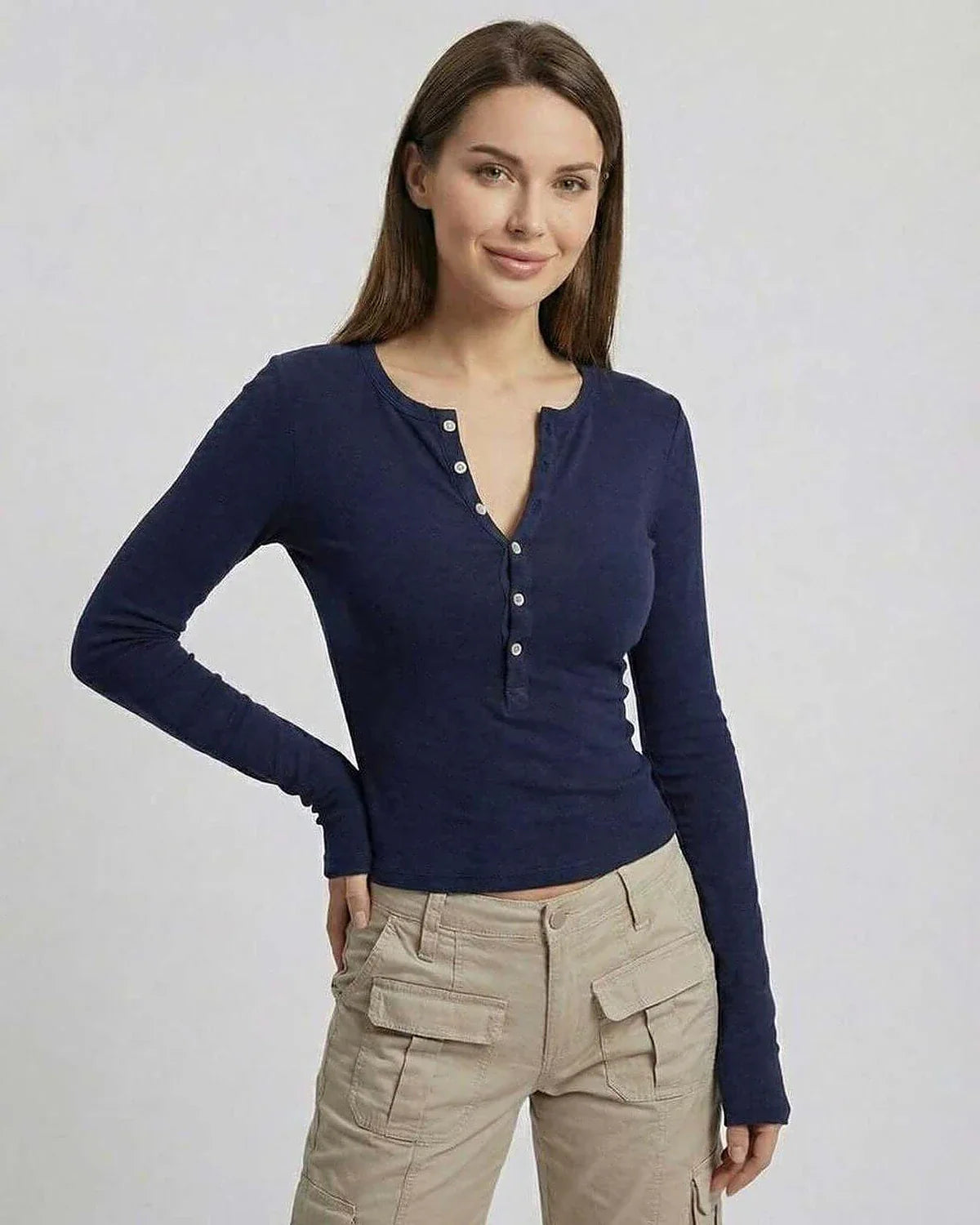 Navy Cotton Top, front view | Ramblion | SKU: ALS-948362715-navy-L-8303,ALS-948362715-navy-M-9202,ALS-948362715-navy-S-9870,ALS-948362715-navy-XL-2795,ALS-948362715-navy-XS-1169