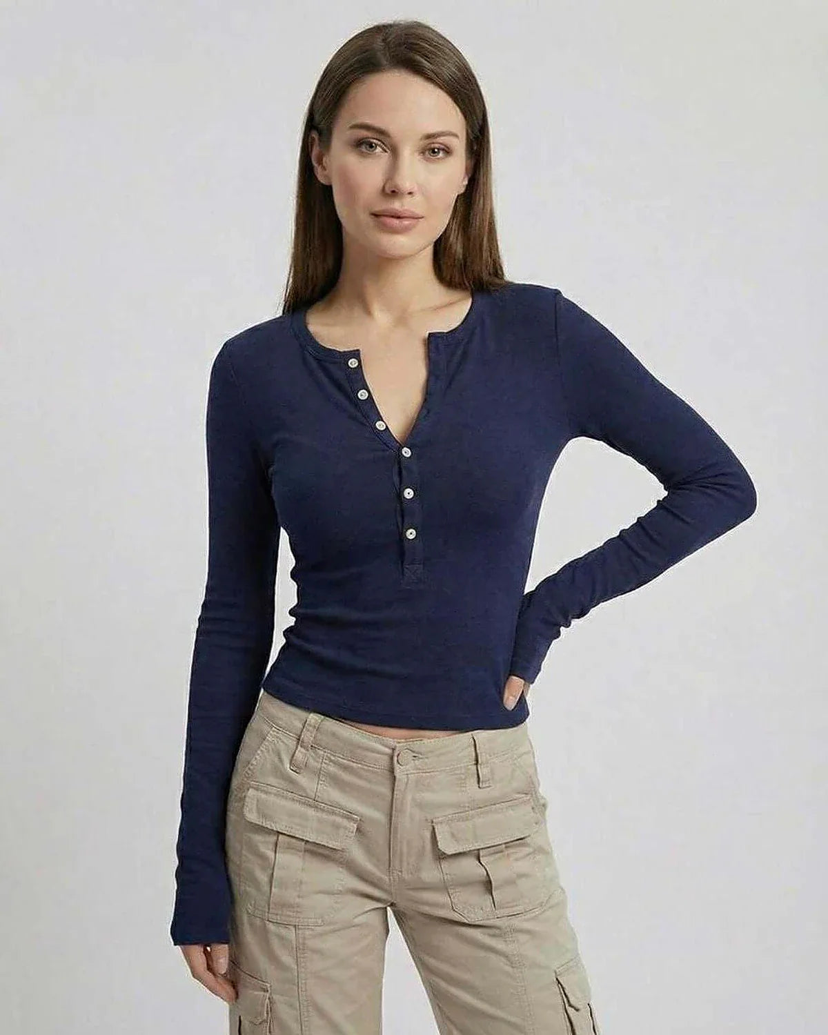 Navy Cotton Top, front view | Ramblion | SKU: ALS-948362715-navy-L-8303,ALS-948362715-navy-M-9202,ALS-948362715-navy-S-9870,ALS-948362715-navy-XL-2795,ALS-948362715-navy-XS-1169