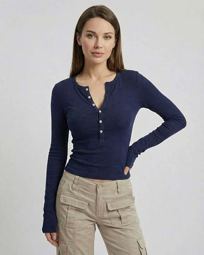 Navy Cotton Top, front view | Ramblion | SKU: ALS-948362715-navy-L-8303,ALS-948362715-navy-M-9202,ALS-948362715-navy-S-9870,ALS-948362715-navy-XL-2795,ALS-948362715-navy-XS-1169