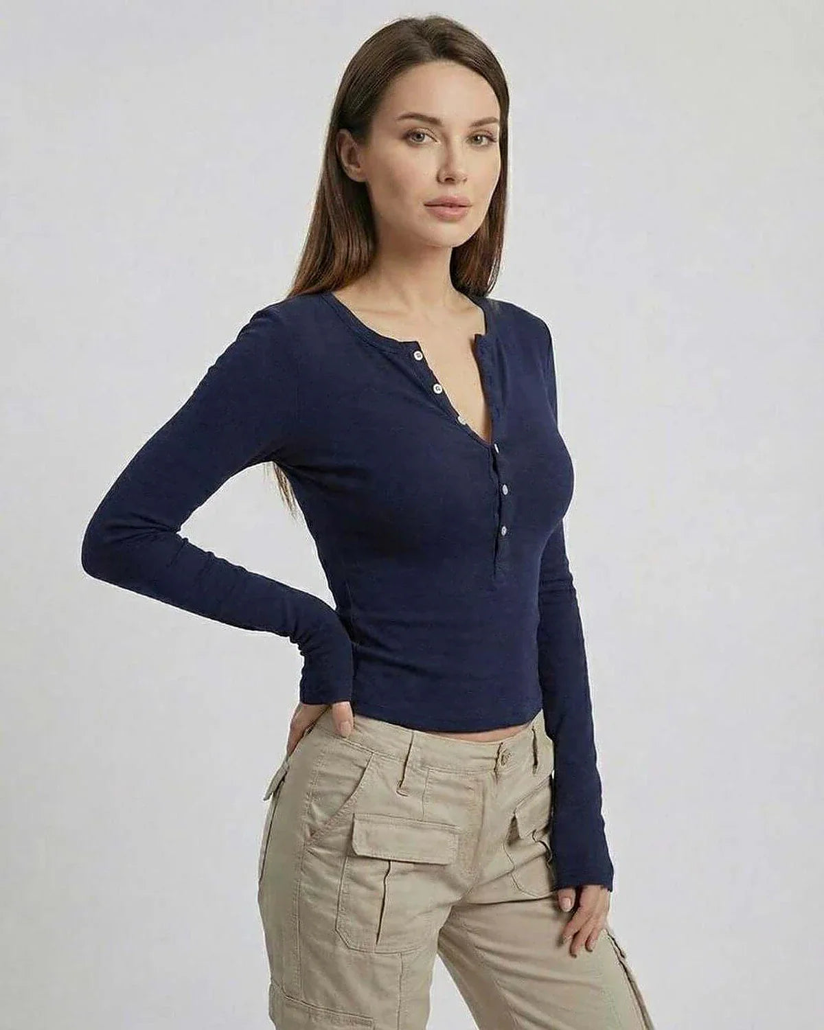 Navy Cotton Top, side view | Ramblion | SKU: ALS-948362715-navy-L-8303,ALS-948362715-navy-M-9202,ALS-948362715-navy-S-9870,ALS-948362715-navy-XL-2795,ALS-948362715-navy-XS-1169
