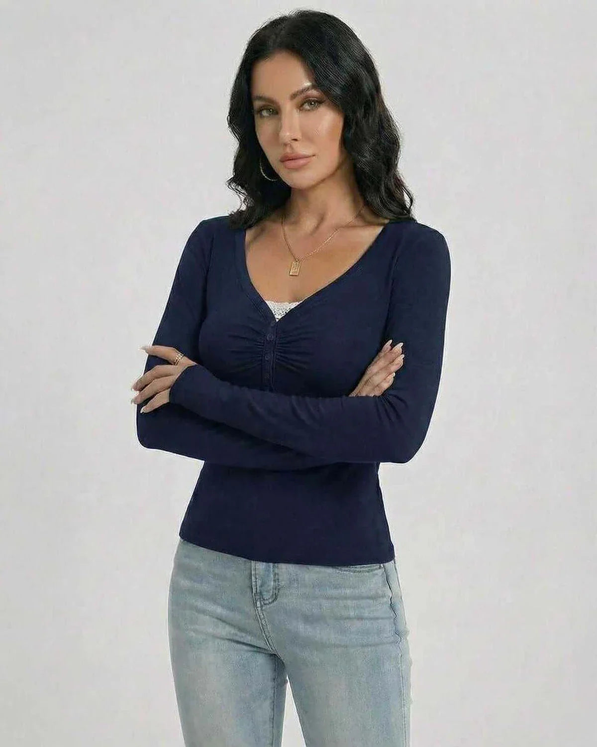 Navy Pullover, front view | Ramblion | SKU: MP-48276-Navy-L-7657,MP-48276-Navy-M-4418,MP-48276-Navy-S-8569,MP-48276-Navy-XL-6233,MP-48276-Navy-XS-5909