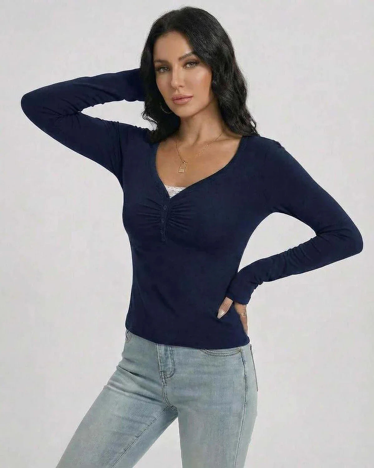 Navy Pullover, front view | Ramblion | SKU: MP-48276-Navy-L-7657,MP-48276-Navy-M-4418,MP-48276-Navy-S-8569,MP-48276-Navy-XL-6233,MP-48276-Navy-XS-5909