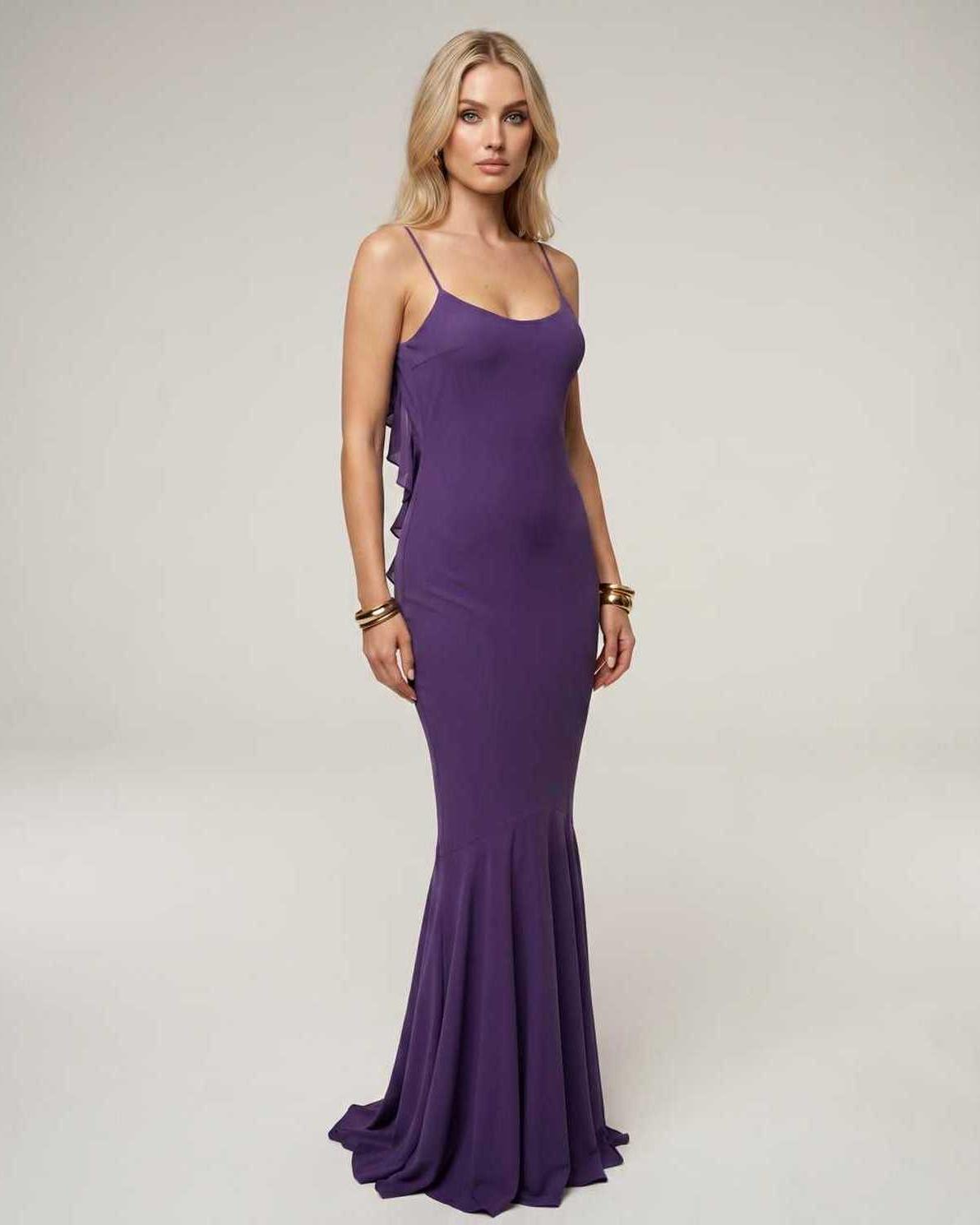 Ramblion Naya maxi dress — round neck neckline · front view · styled for prom season