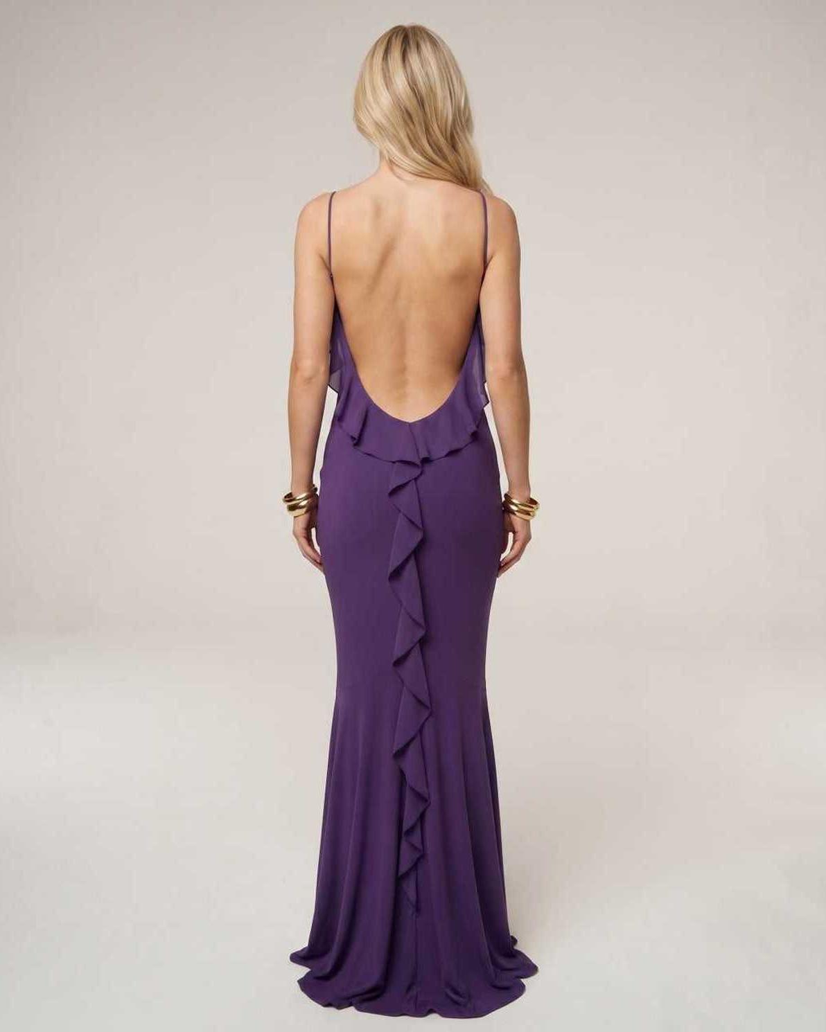 Ramblion Naya maxi dress — round neck neckline · side detail · styled for prom season