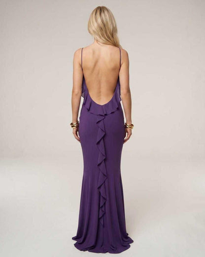 Ramblion Naya maxi dress — round neck neckline · side detail · styled for prom season