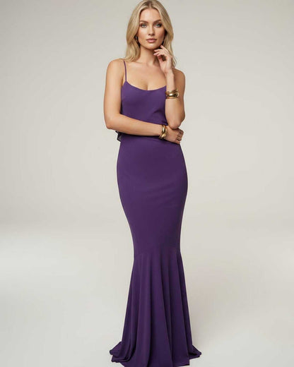 Ramblion Naya maxi dress — round neck neckline · back view · styled for prom season