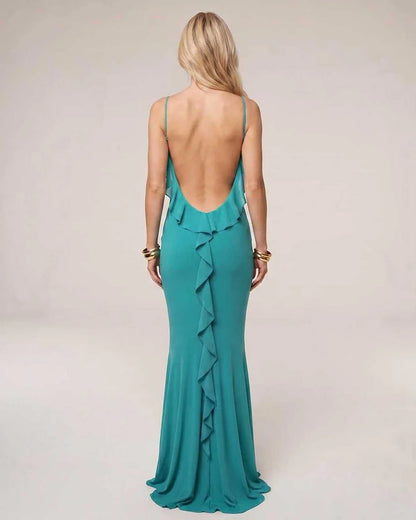 Purple,light Blue,black,white Mermaid Round Neck Sleeveless Maxi Dress | Formal Occasions & Celebrations, back view | Ramblio | SKU: RB-6B83F2-LIGHTBLU-L,RB-6B83F2-LIGHTBLU-M,RB-6B83F2-LIGHTBLU-S,RB-6B83F2-LIGHTBLU-XL,RB-6B83F2-LIGHTBLU-XS