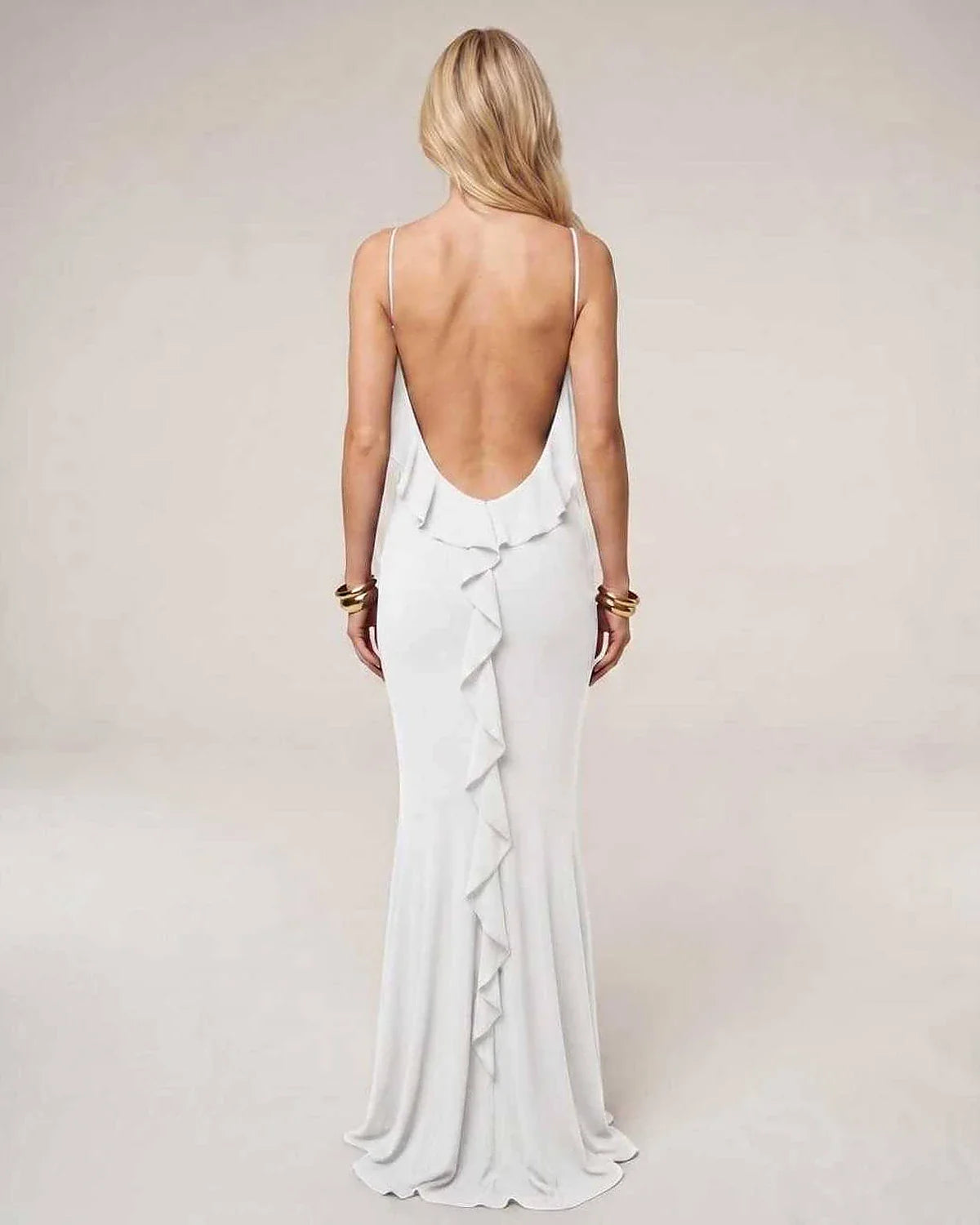 Purple,light Blue,black,white Mermaid Round Neck Sleeveless Maxi Dress | Formal Occasions & Celebrations, back view | Ramblio | SKU: RB-6B83F2-WHITE-L,RB-6B83F2-WHITE-M,RB-6B83F2-WHITE-S,RB-6B83F2-WHITE-XL,RB-6B83F2-WHITE-XS