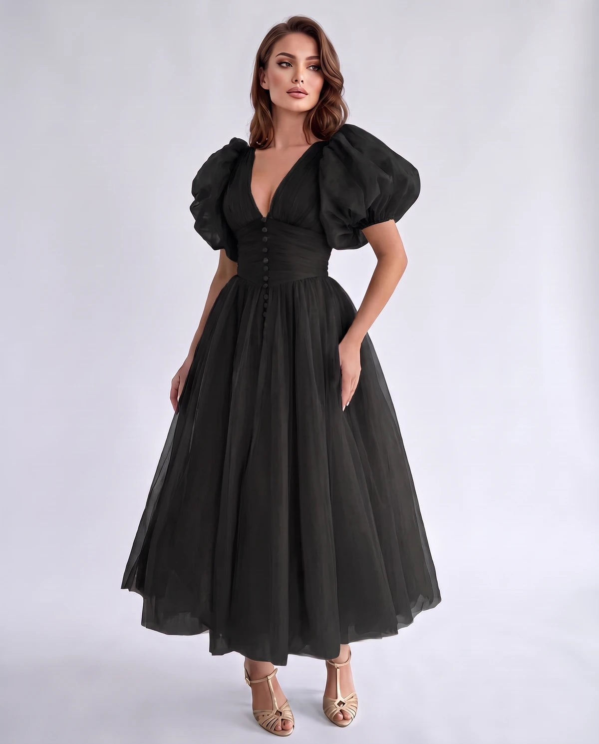 Nectaria Midi Dresses — Black