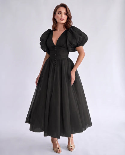 Nectaria Midi Dresses — Black