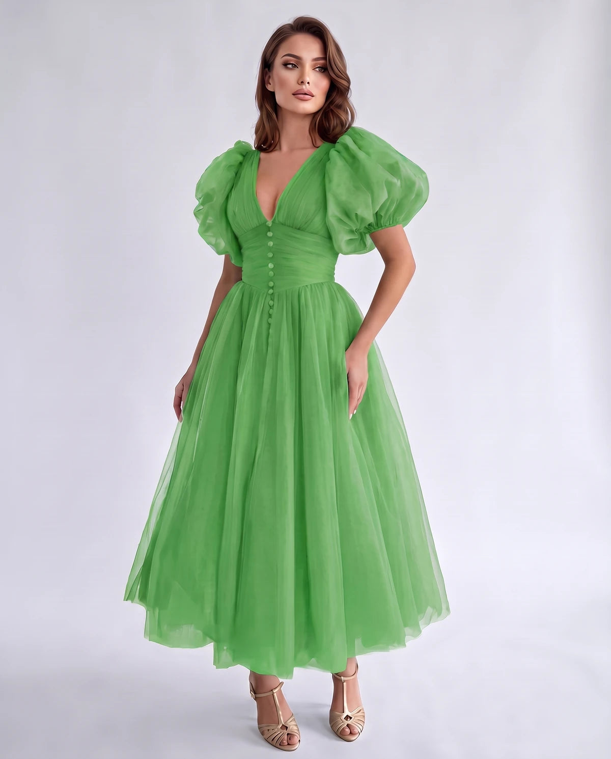 Nectaria Midi Dresses — Green
