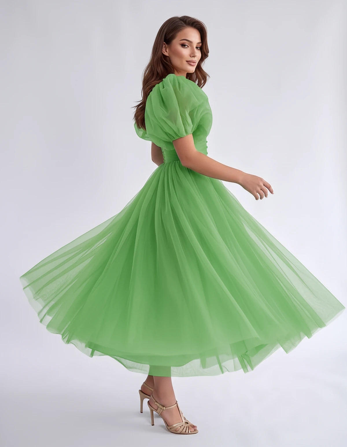 Nectaria Midi Dresses — Green | SKU: RB-410678-green-2,RB-410678-green-4,RB-410678-green-6,RB-410678-green-8,RB-410678-green-10,RB-410678-green-12,RB-410678-green-14,RB-410678-green-16,RB-410678-green-16W,RB-410678-green-18W,RB-410678-green-20W,RB-410678-green-22W
