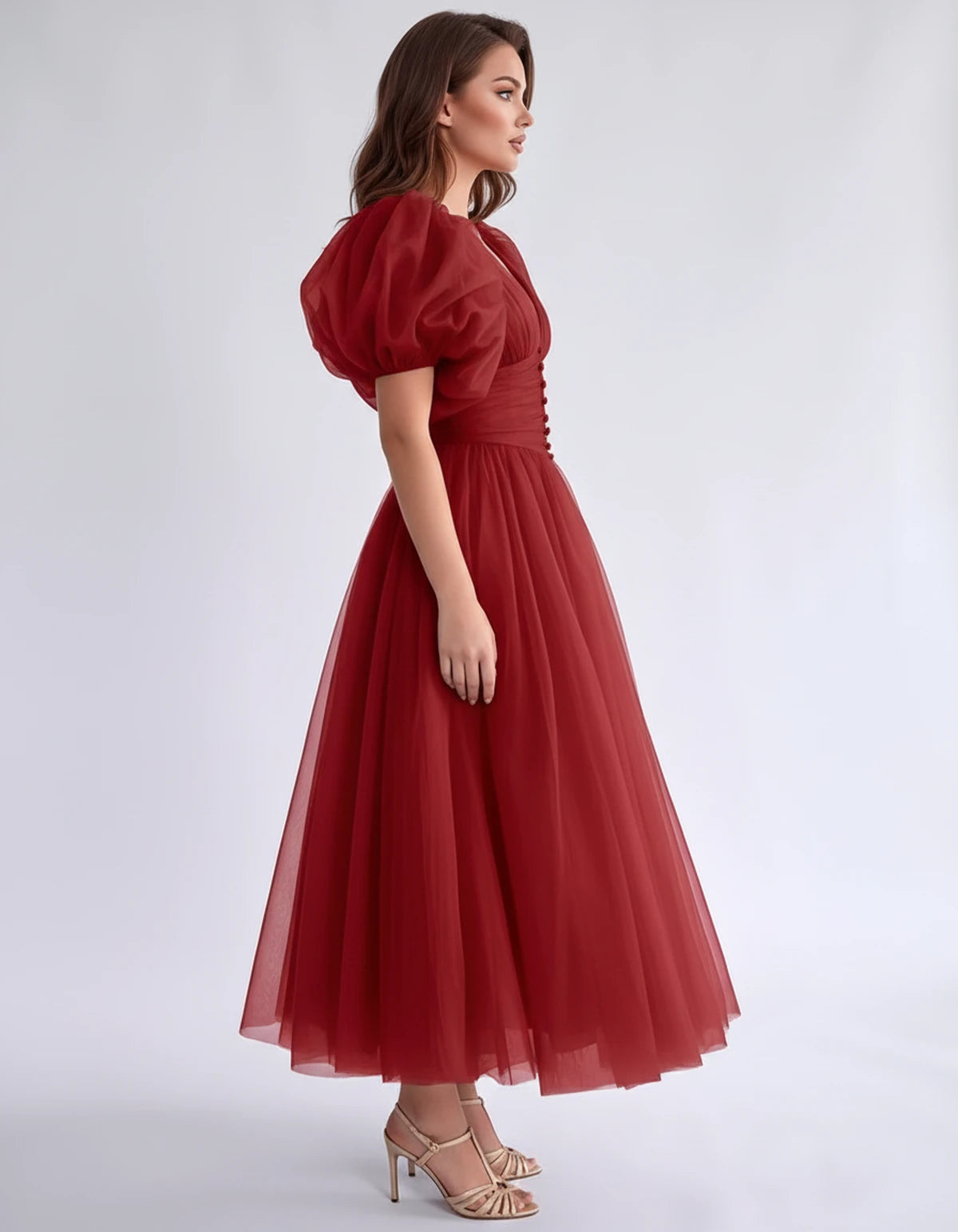 Nectaria Midi Dresses — Red | SKU: RB-410678-red-2,RB-410678-red-4,RB-410678-red-6,RB-410678-red-8,RB-410678-red-10,RB-410678-red-12,RB-410678-red-14,RB-410678-red-16,RB-410678-red-16W,RB-410678-red-18W,RB-410678-red-20W,RB-410678-red-22W