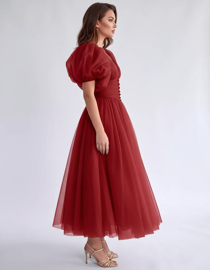 Nectaria Midi Dresses — Red | SKU: RB-410678-red-2,RB-410678-red-4,RB-410678-red-6,RB-410678-red-8,RB-410678-red-10,RB-410678-red-12,RB-410678-red-14,RB-410678-red-16,RB-410678-red-16W,RB-410678-red-18W,RB-410678-red-20W,RB-410678-red-22W