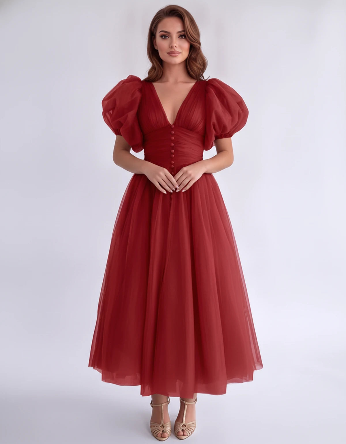 Nectaria Midi Dresses — Red | SKU: RB-410678-red-2,RB-410678-red-4,RB-410678-red-6,RB-410678-red-8,RB-410678-red-10,RB-410678-red-12,RB-410678-red-14,RB-410678-red-16,RB-410678-red-16W,RB-410678-red-18W,RB-410678-red-20W,RB-410678-red-22W