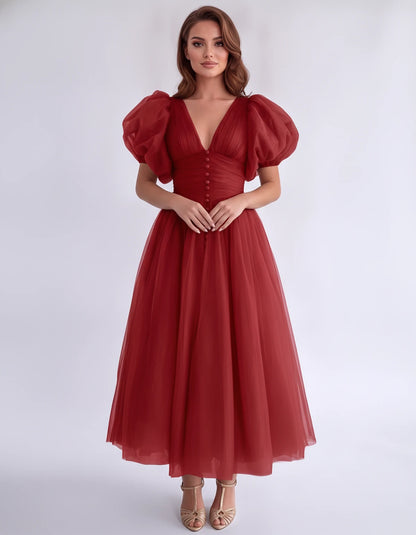 Nectaria Midi Dresses — Red | SKU: RB-410678-red-2,RB-410678-red-4,RB-410678-red-6,RB-410678-red-8,RB-410678-red-10,RB-410678-red-12,RB-410678-red-14,RB-410678-red-16,RB-410678-red-16W,RB-410678-red-18W,RB-410678-red-20W,RB-410678-red-22W