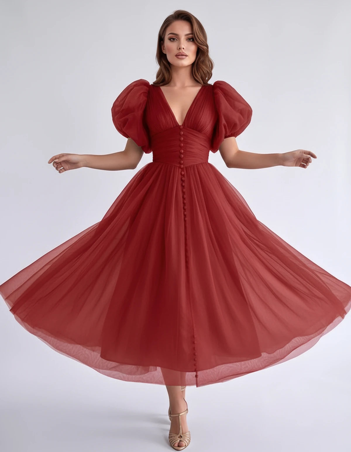 Nectaria Midi Dresses — Red | SKU: RB-410678-red-2,RB-410678-red-4,RB-410678-red-6,RB-410678-red-8,RB-410678-red-10,RB-410678-red-12,RB-410678-red-14,RB-410678-red-16,RB-410678-red-16W,RB-410678-red-18W,RB-410678-red-20W,RB-410678-red-22W