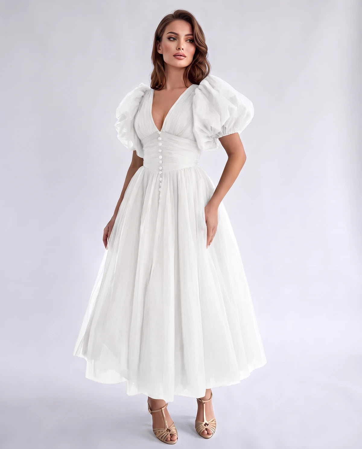 Nectaria Midi Dresses — White