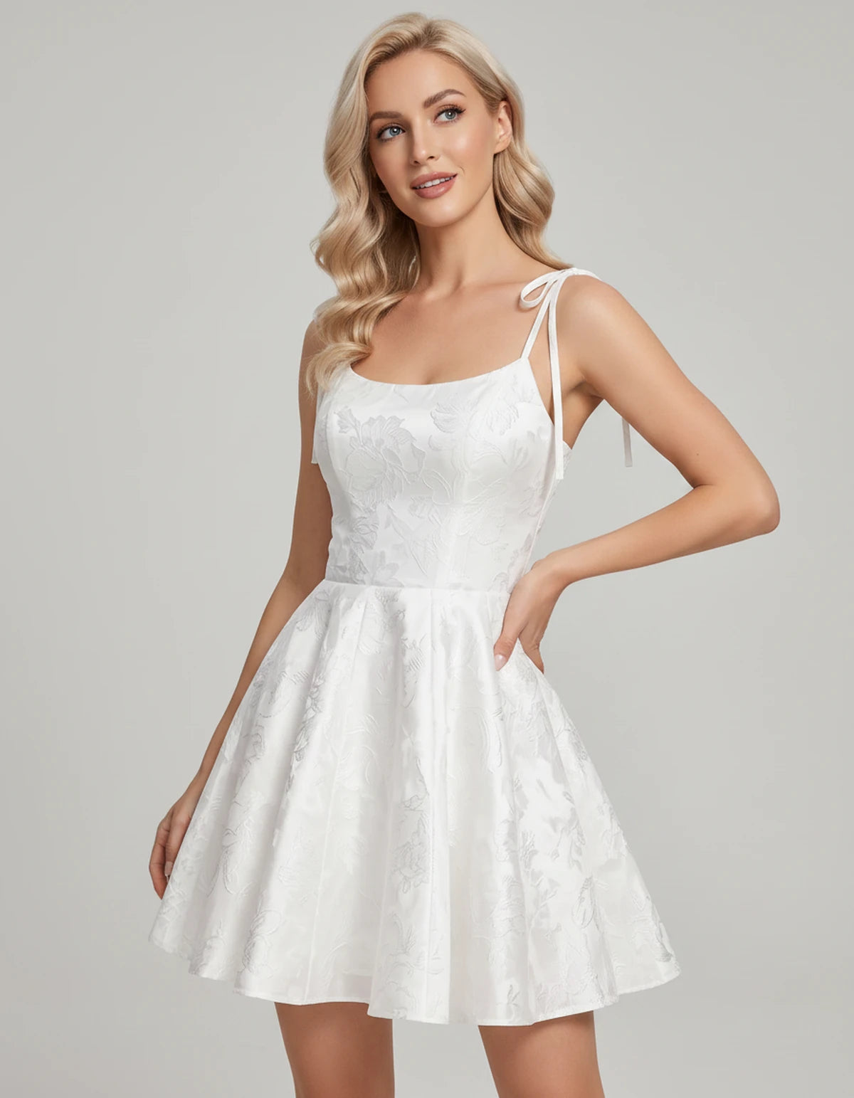 Nephele Mini Dresses — White | SKU: RB-673d23-white-2,RB-673d23-white-4,RB-673d23-white-6,RB-673d23-white-8,RB-673d23-white-10,RB-673d23-white-12,RB-673d23-white-14,RB-673d23-white-16,RB-673d23-white-16W,RB-673d23-white-18W,RB-673d23-white-20W,RB-673d23-white-22W