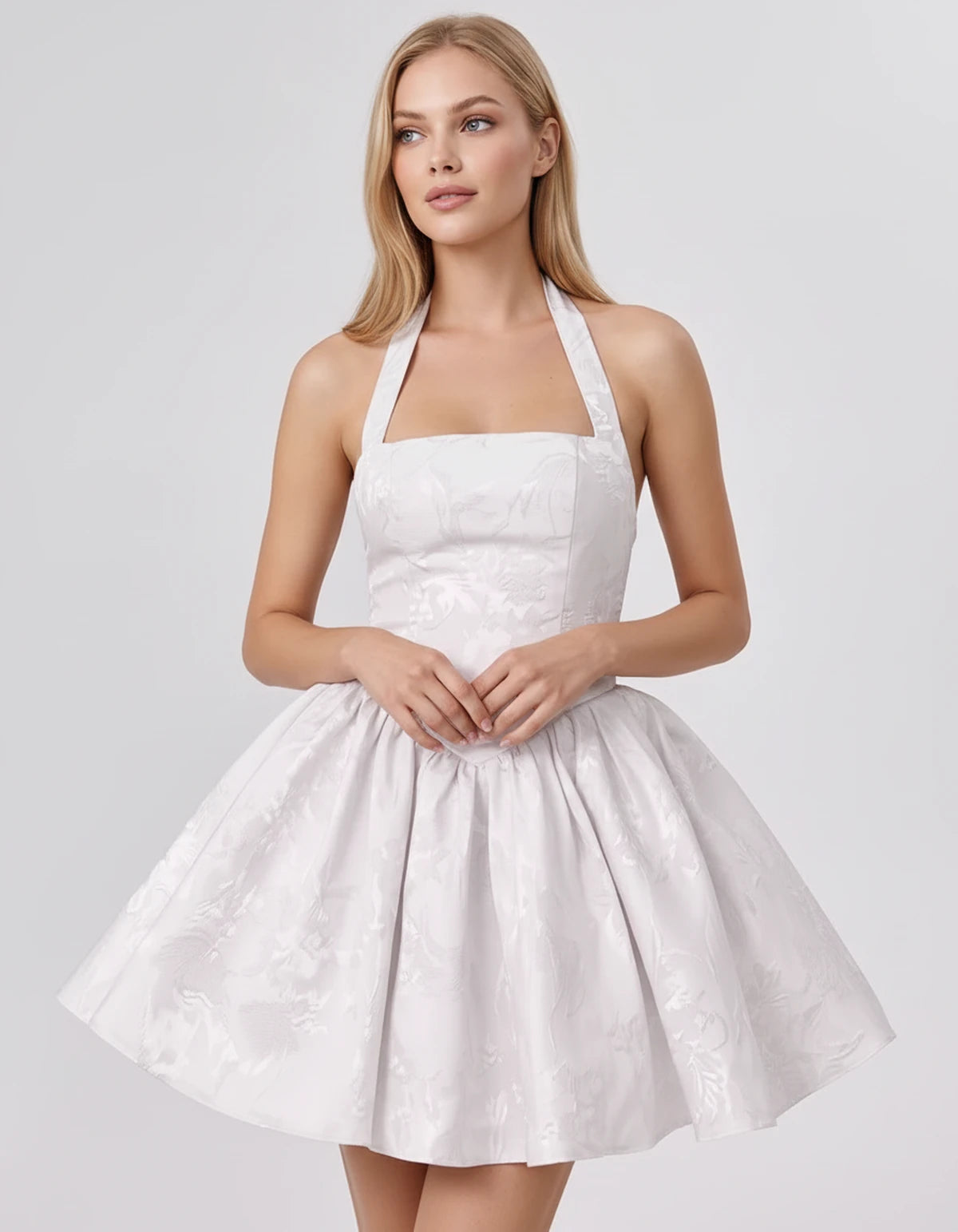 Nerissa Mini Dresses — White | SKU: RB-0d8243-white-2,RB-0d8243-white-4,RB-0d8243-white-6,RB-0d8243-white-8,RB-0d8243-white-10,RB-0d8243-white-12,RB-0d8243-white-14,RB-0d8243-white-16,RB-0d8243-white-16W,RB-0d8243-white-18W,RB-0d8243-white-20W,RB-0d8243-white-22W