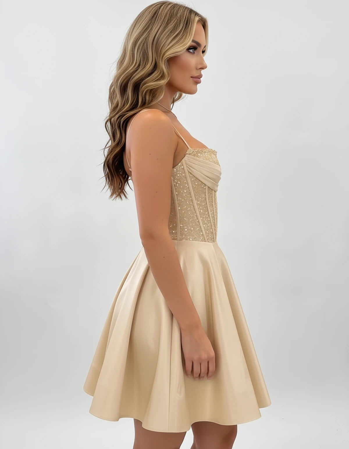 Nevaeh Mini Dresses — Champagne | SKU: RB-62232d-champa2e-2,RB-62232d-champa2e-4,RB-62232d-champa2e-6,RB-62232d-champa2e-8,RB-62232d-champa2e-10,RB-62232d-champa2e-12,RB-62232d-champa2e-14,RB-62232d-champa2e-16,RB-62232d-champa2e-16W,RB-62232d-champa2e-18W,RB-62232d-champa2e-20W,RB-62232d-champa2e-22W