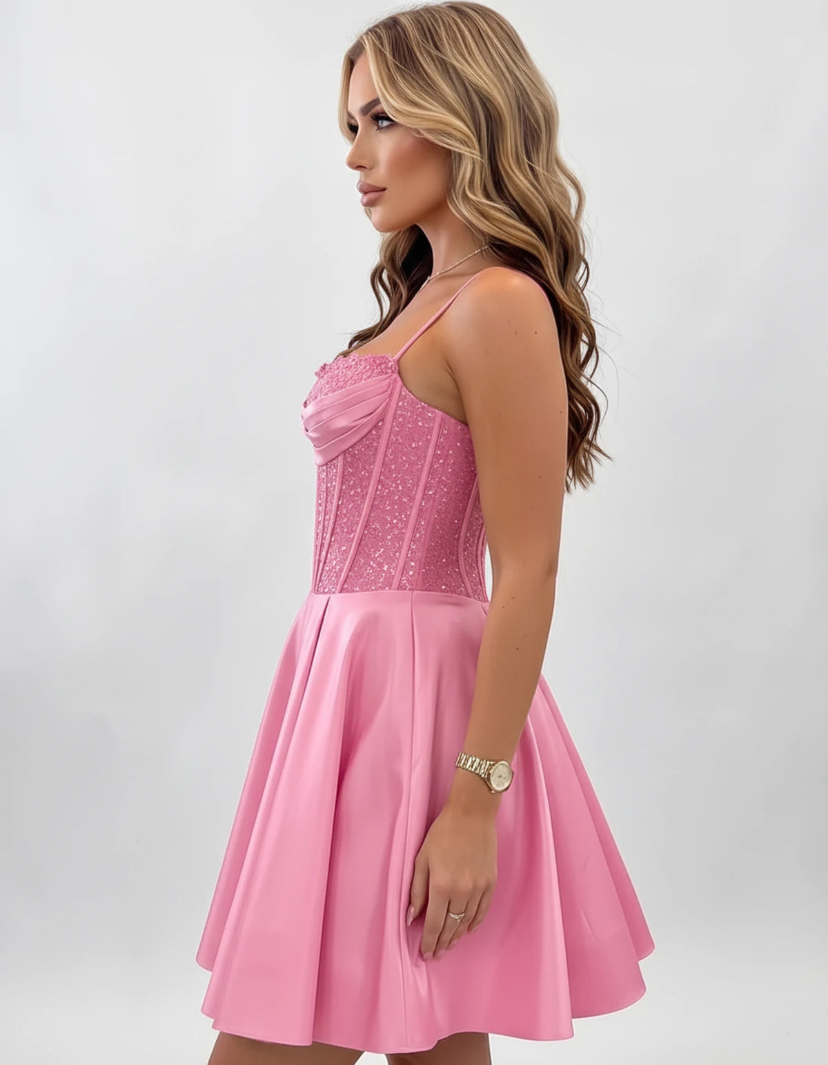 Nevaeh Mini Dresses — Pink | SKU: RB-62232d-pink-2,RB-62232d-pink-4,RB-62232d-pink-6,RB-62232d-pink-8,RB-62232d-pink-10,RB-62232d-pink-12,RB-62232d-pink-14,RB-62232d-pink-16,RB-62232d-pink-16W,RB-62232d-pink-18W,RB-62232d-pink-20W,RB-62232d-pink-22W