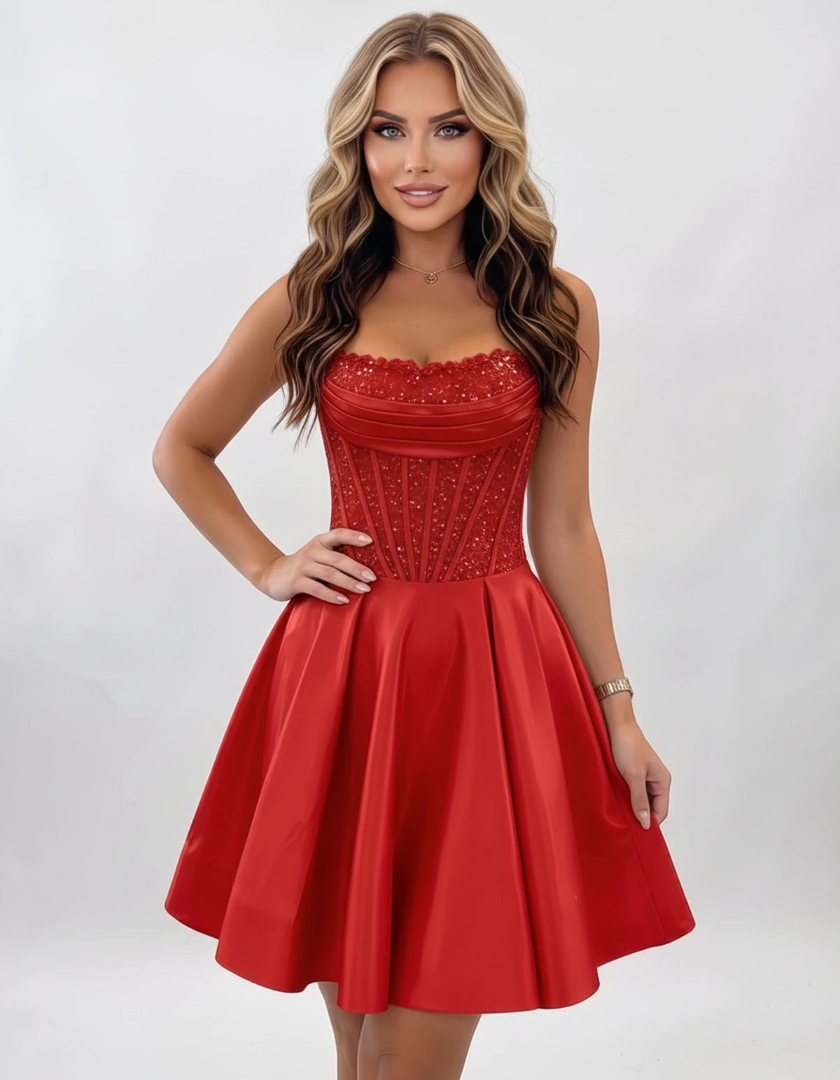 Nevaeh Mini Dresses — Red | SKU: RB-62232d-red-2,RB-62232d-red-4,RB-62232d-red-6,RB-62232d-red-8,RB-62232d-red-10,RB-62232d-red-12,RB-62232d-red-14,RB-62232d-red-16,RB-62232d-red-16W,RB-62232d-red-18W,RB-62232d-red-20W,RB-62232d-red-22W