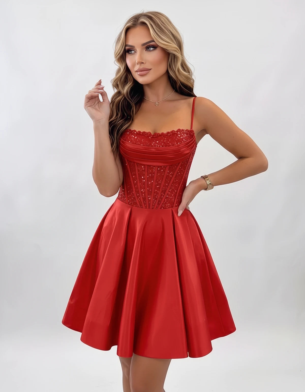 Nevaeh Mini Dresses — Red | SKU: RB-62232d-red-2,RB-62232d-red-4,RB-62232d-red-6,RB-62232d-red-8,RB-62232d-red-10,RB-62232d-red-12,RB-62232d-red-14,RB-62232d-red-16,RB-62232d-red-16W,RB-62232d-red-18W,RB-62232d-red-20W,RB-62232d-red-22W