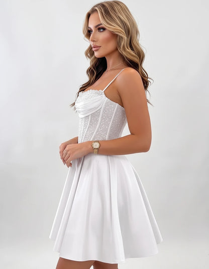 Nevaeh Mini Dresses — White | SKU: RB-62232d-white-2,RB-62232d-white-4,RB-62232d-white-6,RB-62232d-white-8,RB-62232d-white-10,RB-62232d-white-12,RB-62232d-white-14,RB-62232d-white-16,RB-62232d-white-16W,RB-62232d-white-18W,RB-62232d-white-20W,RB-62232d-white-22W