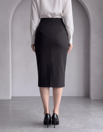 Nicolette Midi Skirt — Black | SKU: RB-029a66-black-XS,RB-029a66-black-S,RB-029a66-black-M,RB-029a66-black-L,RB-029a66-black-XL,RB-029a66-black-2XL