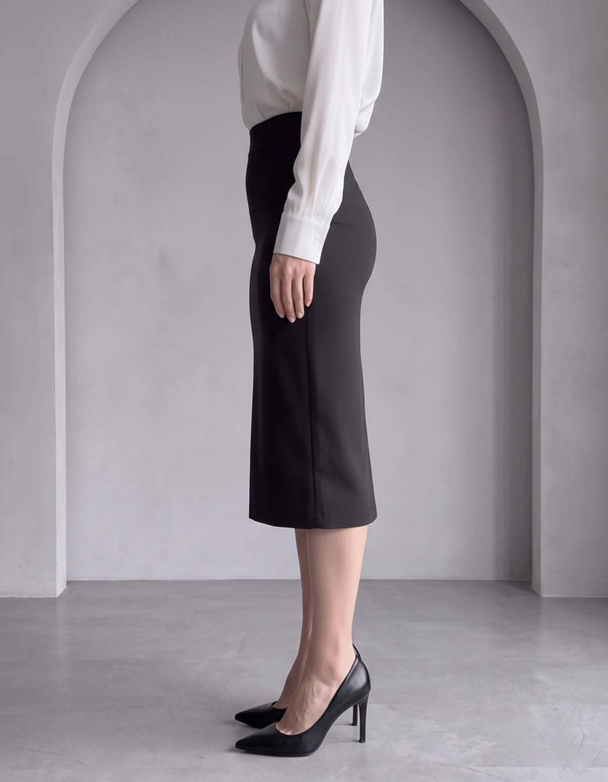 Nicolette Midi Skirt — Black | SKU: RB-029a66-black-XS,RB-029a66-black-S,RB-029a66-black-M,RB-029a66-black-L,RB-029a66-black-XL,RB-029a66-black-2XL