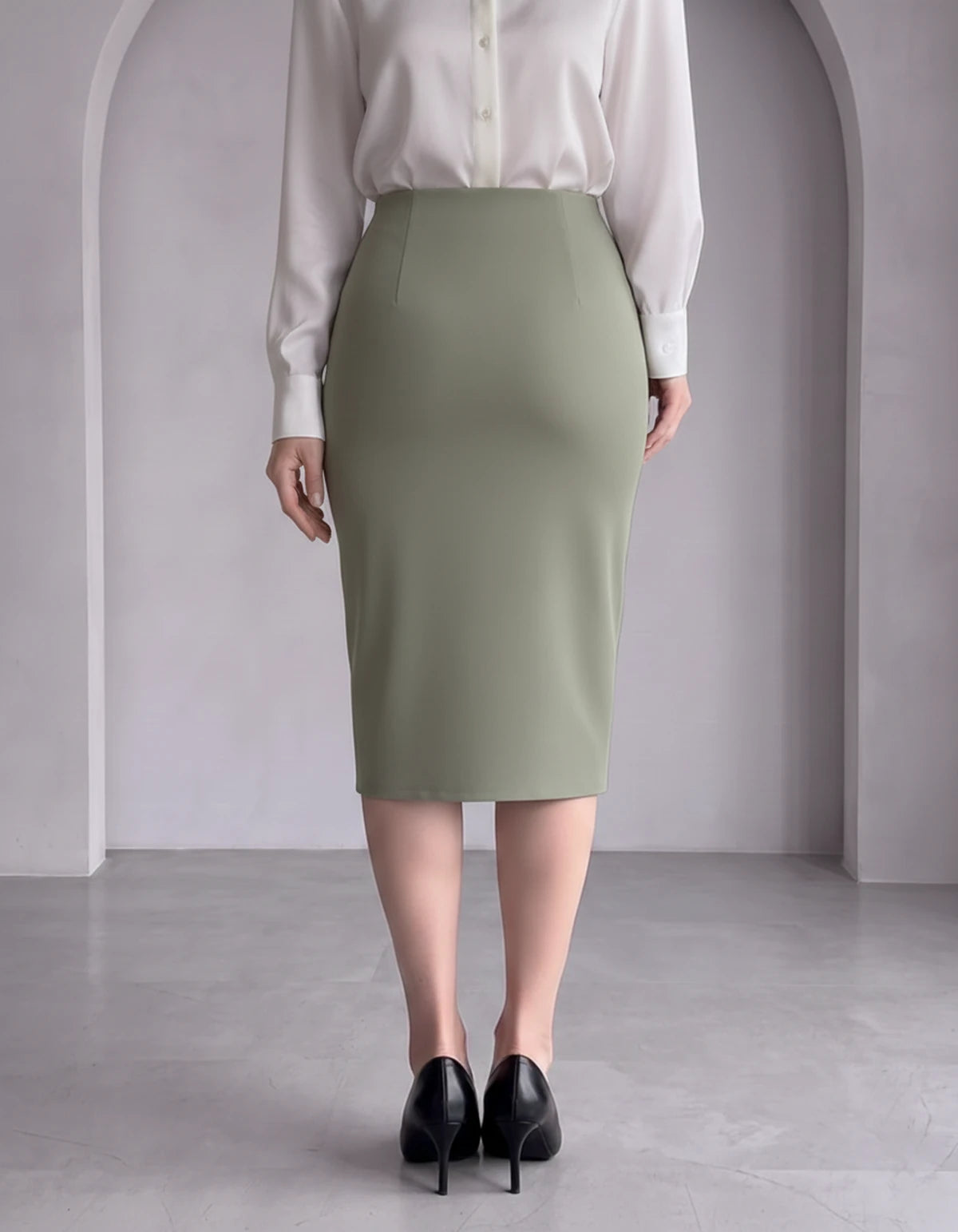 Nicolette Midi Skirt — Green | SKU: RB-029a66-green-XS,RB-029a66-green-S,RB-029a66-green-M,RB-029a66-green-L,RB-029a66-green-XL,RB-029a66-green-2XL