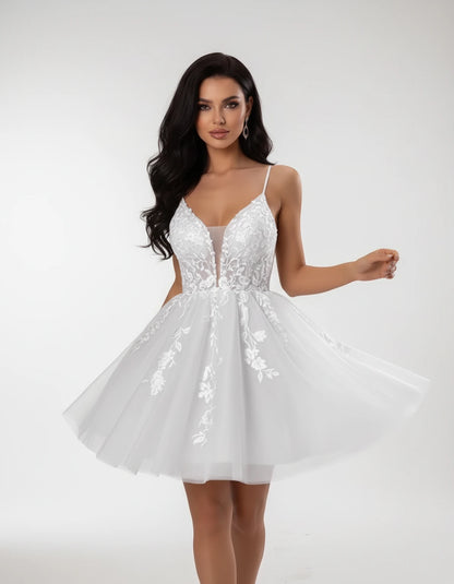 Nightingale Mini Dresses — White | SKU: RB-44c379-white-2,RB-44c379-white-4,RB-44c379-white-6,RB-44c379-white-8,RB-44c379-white-10,RB-44c379-white-12,RB-44c379-white-14,RB-44c379-white-16,RB-44c379-white-16W,RB-44c379-white-18W,RB-44c379-white-20W,RB-44c379-white-22W